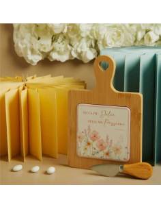 Bomboniere utili Matrimonio taglieri in bamboo tema floreale rosa 2