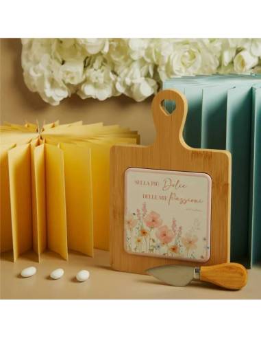 Bomboniere utili Matrimonio taglieri in bamboo tema floreale rosa | Sindy Bomboniere