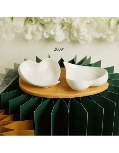 Bomboniere per Matrimonio Claraluna vassoio con ciotole cuori in porcellana