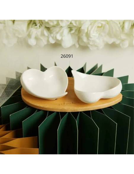 Bomboniere per Matrimonio Claraluna vassoio con ciotole cuori in porcellana