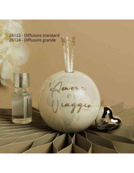 Bomboniere per Matrimonio Claraluna diffusori ambiente tema viaggio cuore argentato