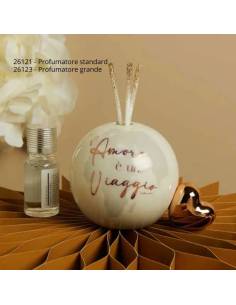 Profumatori per ambienti bomboniere Claraluna Matrimonio tema viaggio cuore dorato rosato