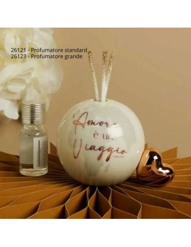 Profumatori per ambienti bomboniere Claraluna Matrimonio tema viaggio cuore dorato rosato
