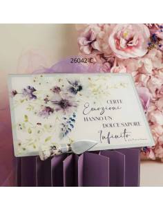 Bomboniere utili Matrimonio Claraluna taglieri in vetro con coltello coordinato