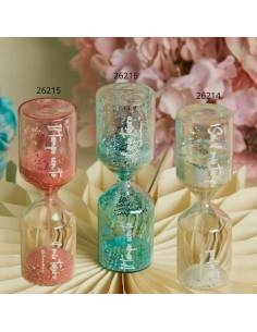 Bomboniere per Battesimo Claraluna clessidre in vetro con sabbia