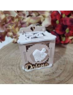 Scatole portaconfetti Cresima legno colomba e gessetto sacro