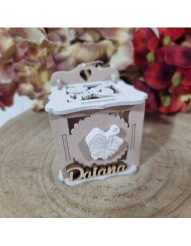 Scatole portaconfetti Cresima legno colomba e gessetto sacro