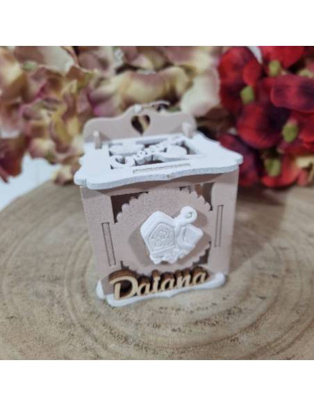 Scatole portaconfetti Cresima legno colomba e gessetto sacro