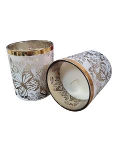 Candele bomboniere farfalle bianche e oro