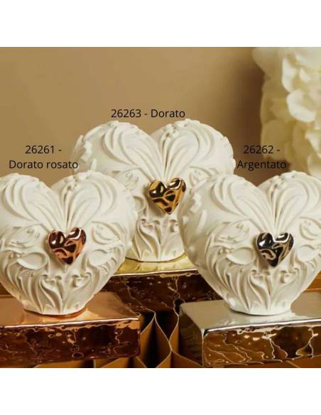 Bomboniere Claraluna Matrimonio cuori in gesso su base lucida