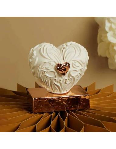 Bomboniere Claraluna Matrimonio cuori in gesso su base lucida | Sindy Bomboniere