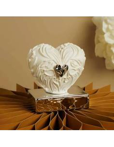 Bomboniere Claraluna Matrimonio cuori in gesso su base lucida 2