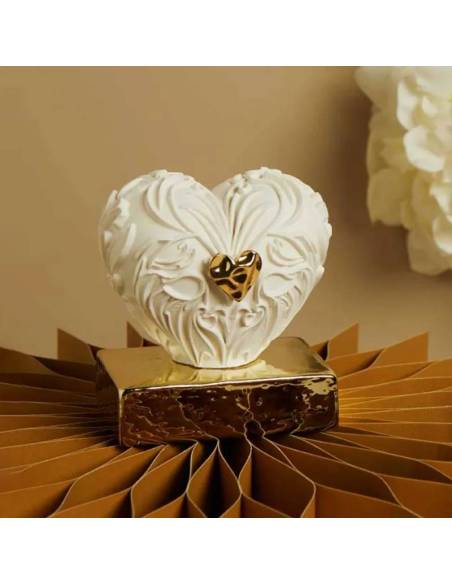 Bomboniere Claraluna Matrimonio cuori in gesso su base lucida | Sindy Bomboniere