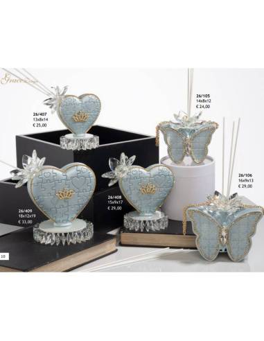Grace Design bomboniere profumatori cuori e farfalle celesti