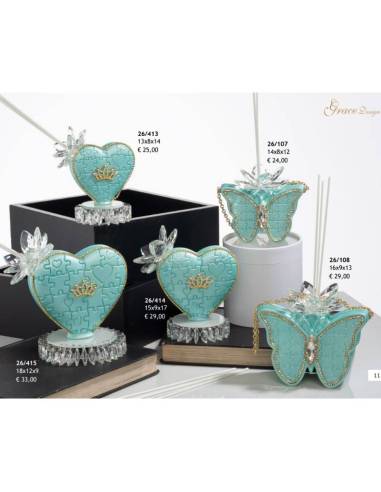 Grace Design bomboniere raffinate ed eleganti diffusori ambiente cuori e farfalle