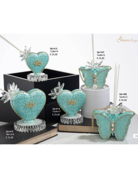 Grace Design bomboniere raffinate ed eleganti diffusori ambiente cuori e farfalle