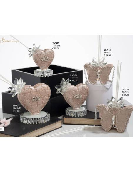 Grace Design bomboniere diffusori ambiente particolari cuori e farfalle petali in cristallo