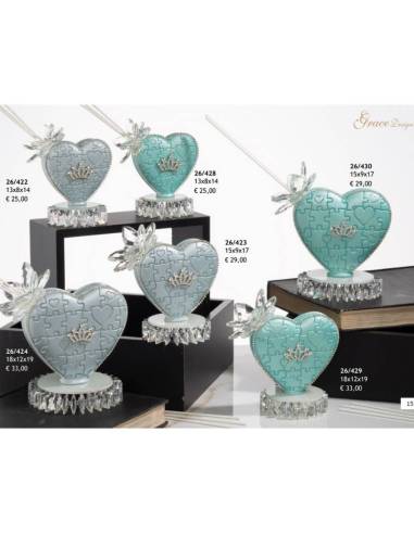 Grace Design bomboniere profumatori per ambienti cuori corona argentata con strass