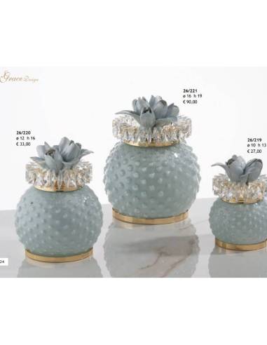 Grace Design bomboniere lampade luce led sfere in rilievo e decoro floreale