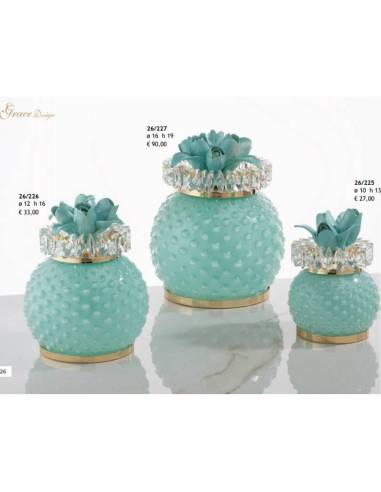 Grace Design bomboniere lampade led sfere tiffany con decoro floreale