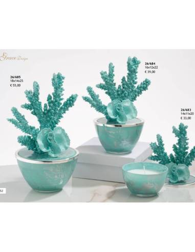 Grace Design bomboniere tema mare candele profumate corallo