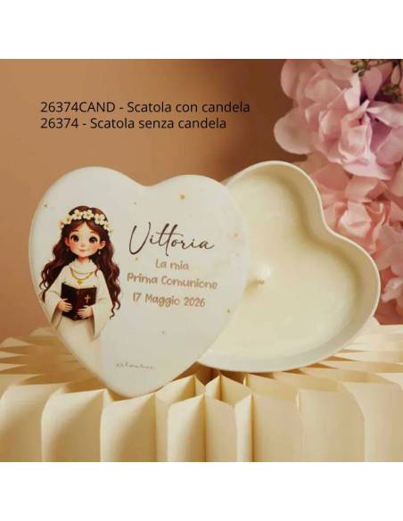 Claraluna bomboniere Comunione scatole cuori personalizzati
