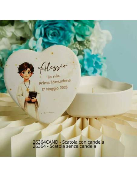 Claraluna bomboniere Prima Comunione scatole cuori personalizzate