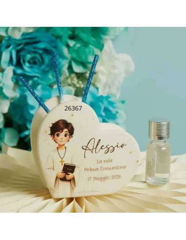 Claraluna bomboniere Comunione maschio diffusori per ambienti cuori personalizzati