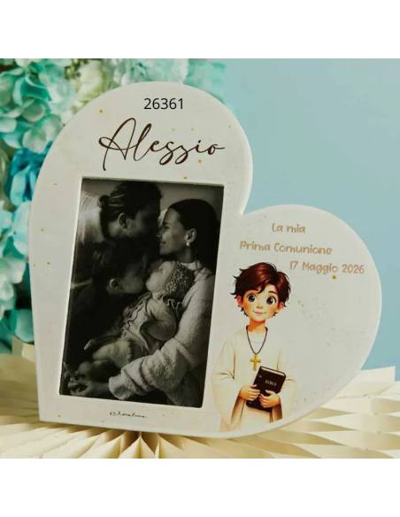 Claraluna bomboniere personalizzate cornici portafoto Comunione cuori