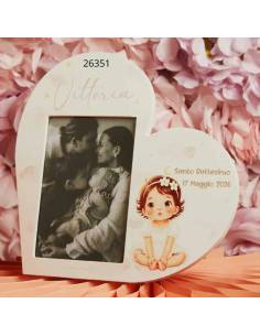 Claraluna bomboniere per Battesimo cornici portafoto cuori personalizzate