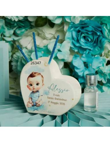 Claraluna bomboniere Battesimo originali profumatore ambiente cuore personalizzato