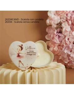 Bomboniere Claraluna Cresima scatole personalizzate portacandele cuore ballerina