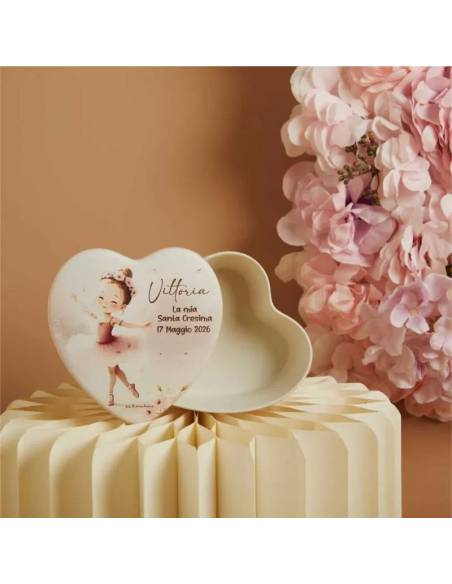Bomboniere Claraluna Prima Comunione scatole personalizzate portacandele cuore ballerina | Sindy Bomboniere