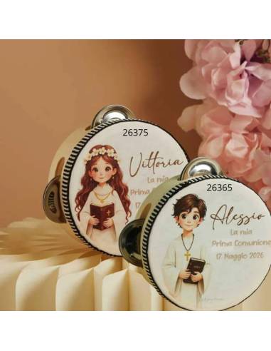 Bomboniere Claraluna Prima Comunione tamburelli personalizzati