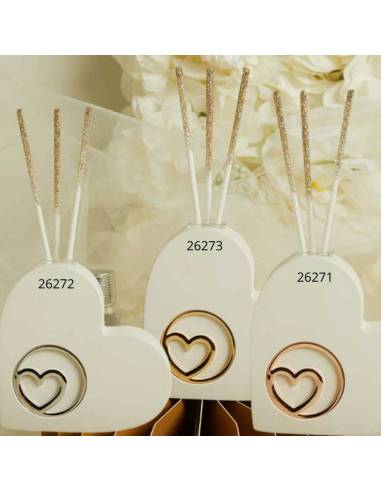 Bomboniere Claraluna Matrimonio originali profumatori ambiente cuori bianchi