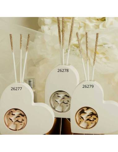 Bomboniere Claraluna Matrimonio Diffusori per ambienti tema viaggio cuori bianchi