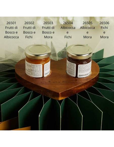 Bomboniere Claraluna Matrimonio vassoio in acacia con set marmellate artigianali