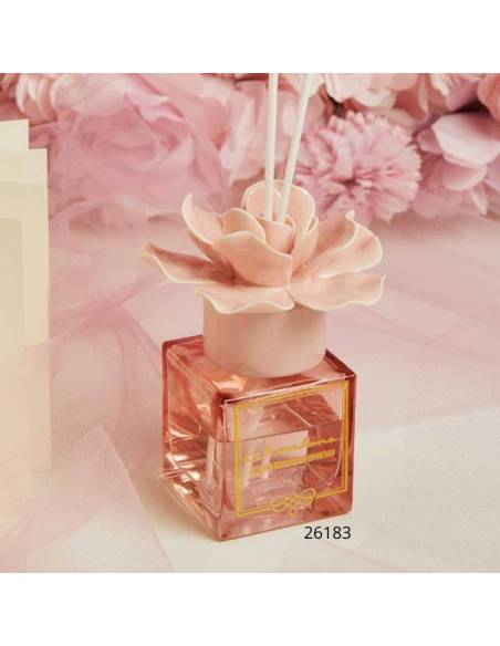 Bomboniere Claraluna Profumatore ambiente fiore in ceramica rosa