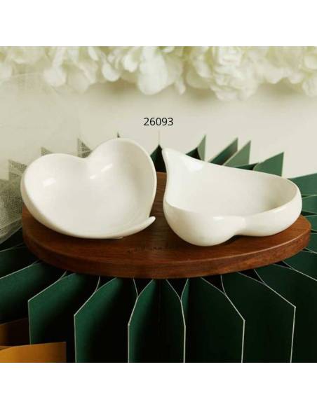 Bomboniere Claraluna Vassoio acacia con due ciotole cuori