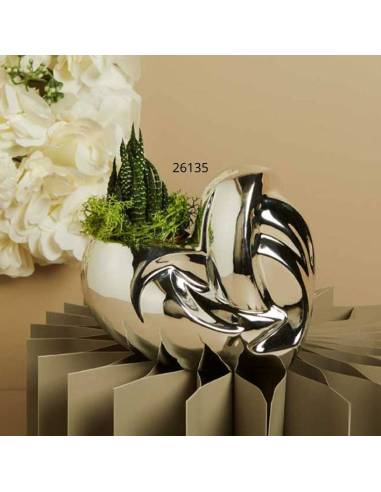 Bomboniere Claraluna vaso portapiante cuore argentato con piantina