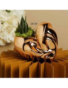 Bomboniere Claraluna vasi portapiante cuori dorati rosati con piantina grassa