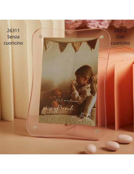 Bomboniere Claraluna portafoto cornice ondulata rosa