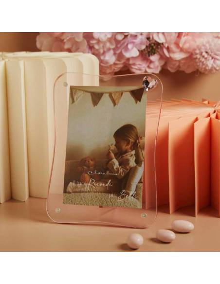 Bomboniere Claraluna portafoto cornice ondulata rosa | Sindy Bomboniere