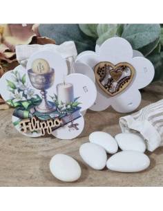 Scatole portaconfetti Comunione legno colomba e calice personalizzato nome legno 2