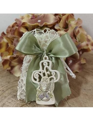 Sacchetto comunione croce albero della vita oro