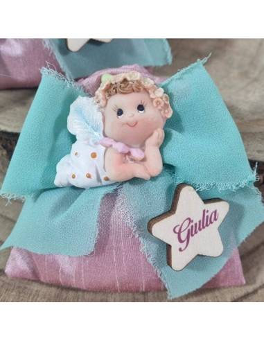 Fatina bomboniera cresima completa di confetti e bigliettino elegante e raffinata