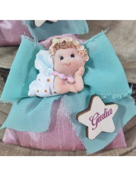 Fatina bomboniera cresima completa di confetti e bigliettino elegante e raffinata