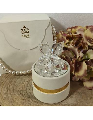 Scatole degustazione confetti eleganti con farfalla in cristallo