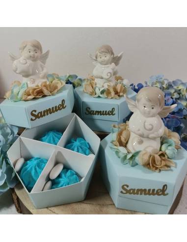 Scatole degustazione confetti con angioletti in porcellana lucida