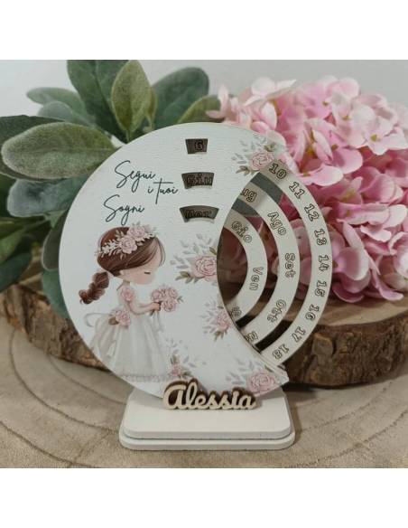 Bomboniere per Comunione calendario perpetuo con nome personalizzato in legno | Sindy Bomboniere